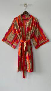 Peignoir Kimono en coton imprimé tigre unisexe Peignoir indien thermique avec vêtements de détente pour demoiselles d'honneur et mariages - Product Image 2