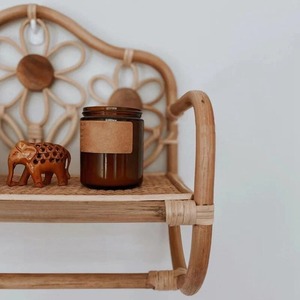 Vintage Rattan Single Tier Wall Mounted Towel <b>Rack</b> with <b>Storage</b> Holders - Product Image 3
