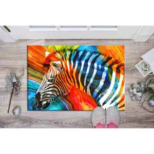 Tapis imprimé zèbre - Tapis d'entrée 3D coloré à motif animal, tapis d'escalier, tapis en chenille - Product Image 5