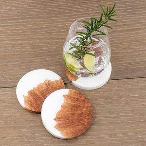 Modern Walnut Wood <b>Blue</b> Epoxy Resin Coaster Set Handmade Drink <b>Mat</b> Tabletop Protection Office Cafe Restaurant Wholesale Luxury - Product Image 5