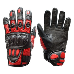 Men's Red Full Finger Leather Motorbike Riding Gloves Knuckle <b>Protector</b> Motorcycle Auto Racing Wear Gloves For Men - Product Image 1