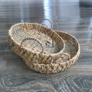 Plateau de service en bois écologique tissé à la main vaisselle décorative tissée ronde fabriquée au Vietnam pour les occasions alimentaires - Product Image 2