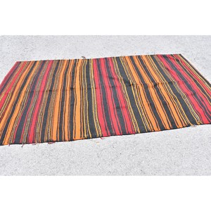 Tapis turc vintage traditionnel rouge-orange en laine écologique 4,6 x 8,6 pi, patchwork, grand tapis rectangulaire pour couloir, 10 mm de latex - Product Image 3