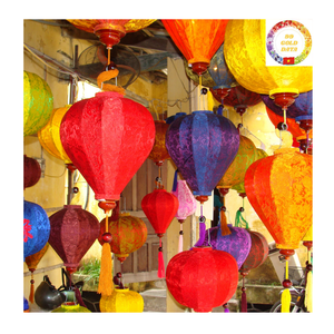 โคมไฟทรงรีทรงกลมทำจากไม้ไผ่ผ้าไหมเวียดนามสีสันสดใสตกแต่งสำหรับงานแต่งงานงานปาร์ตี้งานเทศกาล - Product Image 1