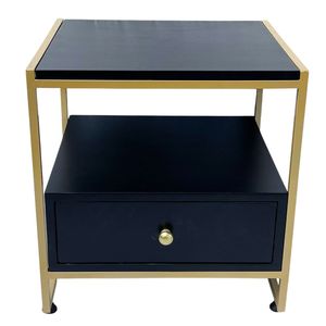 Mozo Modern Design <b>Bedside</b> <b>Cabinet</b> Iron Frame and Rubber Wood TDG68039 - Product Image 1