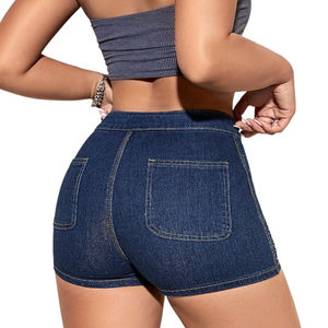 Shorts décontractés en toile respirante pour femmes de haute qualité, taille mi-haute, avec impression par transfert thermique et strass - Product Image 2
