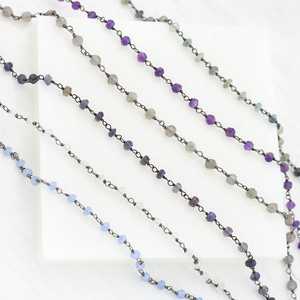 Arc-en-ciel pierre de lune brute 4-5 mètres chapelet chaîne en laiton plaqué or chaîne pour la fête porter chaîne pour la fête porter prix de gros bijoux - Product Image 2