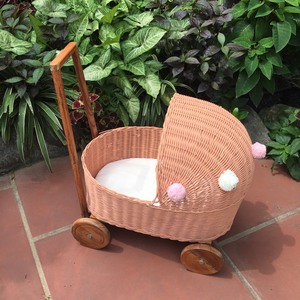 Poussette de berceau de poupée en rotin tendance pour bébé/enfant, landau de poupée, jouets pour bébé - Product Image 5