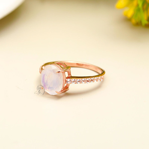 Nouveauté 925 bijoux en argent Sterling avec 3.5gm blanc arc-en-ciel pierre de lune ovale coupe semi-précieuse pierre précieuse de haute qualité - Product Image 3