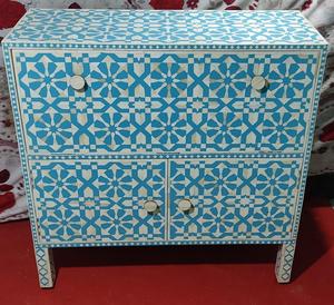 Venta caliente muebles de madera verde azulado sólido de diseño personalizado gabinete de incrustaciones de hueso plegable hecho a mano para el hogar sala de estar hospitales - Product Image 5