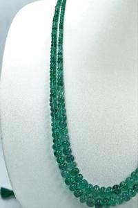 Collier Rondelle lisse 2 rangs d'émeraude naturelle zambienne Cadeau pour elle - Product Image 4