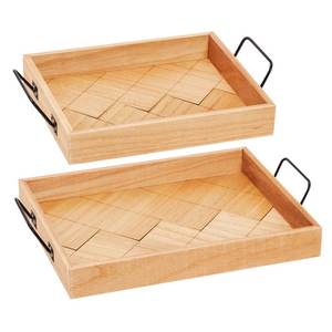 Iron Handle Custom Natural Mango/Acacia Wooden Food Tea Serving Trays <b>Restaurant</b> <b>Hotel</b> <b>Supplies</b> Wood Tray - Product Image 1