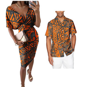 ชุดครอบครัวเข้าชุดกัน ชุดเดรสเข้ารูปและเสื้อฮาวายสำหรับผู้ชาย ถ่ายรูปครอบครัวอย่างมีสไตล์ - Product Image 2