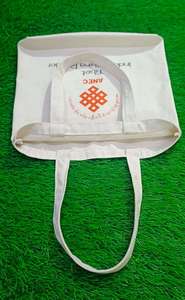 Bolsas de lona de algodón ecológicas de Venta caliente del fabricante, bolsas de asas de comestibles con logotipo personalizado, estilo de diseño impreso, precio asequible - Product Image 2