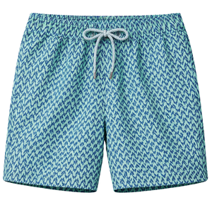 Shorts de bain recyclés pour hommes, motif inspiré du perroquet vert, séchage rapide, avec taille élastique et poches à cordon - Product Image 1