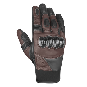 Gants thermiques d'été en cuir pour motards Marron foncé Gants de course automobile en cuir véritable pour hommes - Product Image 3