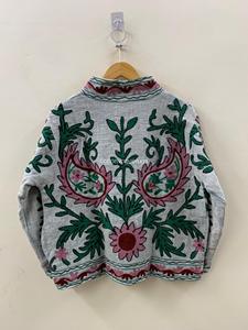 Chaqueta de algodón con bordado floral bohemio, cuello mandarín, manga larga, ropa de abrigo de primavera para mujer - Product Image 4