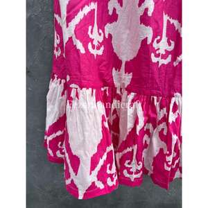 Women's Summer Cotton Elastic Waist Tunic Dress Maxi Ikat Print <b>Wrap</b> <b>Skirt</b> Casual Two-Tier Beach <b>Skirt</b>-Wholesale - Product Image 3