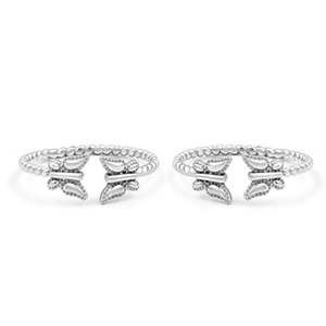 NOVAMART Fine Zarkan <b>Silver</b> <b>Toe</b> <b>Rings</b> Perfect Pair for Weddings Engagements or Gifts Featuring Beautiful Butterfly Shape Pattern - Product Image 1