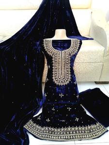 Costume Salwar Kameez, robe de mariage en velours, tenue de travail manuel indien, Shalwar, offre spéciale, 2022 - Product Image 4