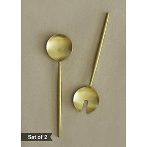 Couverts à salade écologiques cuillère fourchette manche Durable couverts à salade ensemble de vaisselle couverts en acier miroir - Product Image 1