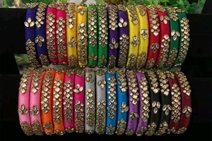 สายไหม kundan กำไลข้อมือทำงานเครื่องประดับแฟชั่นสำหรับสาวปีใหม่ฮาโลวีนเทศกาลอีสเตอร์สำหรับเพื่อนเจ้าสาว haldi mehendi Sangeet - Product Image 3