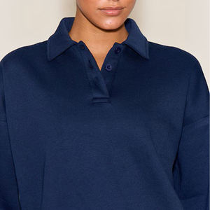 Best Selling <b>Ladies</b> Oversized Sweatshirt with Buttons Simple Elegant Design Soft Fabric Custom Logo <b>Ladies</b> Polo Style <b>Top</b> - Product Image 4