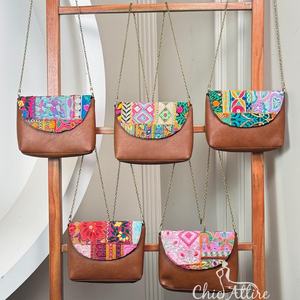 Bolso bandolera de cuero genuino 100% con diseños personalizados y bordado floral, bolso cruzado con cadena hecho a mano, bolso elegante boho-hippie - Product Image 1