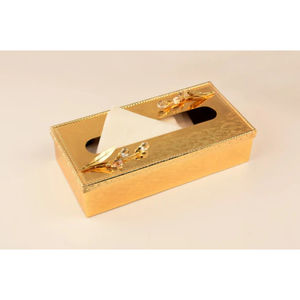 Cubierta de caja de pañuelos chapada en plata de diseño moderno hecho a mano con diseño de hojas decorativas caja de pañuelos de Mesa para el hogar o el hotel en venta - Product Image 6