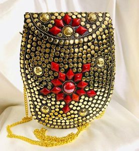 Bolsos de latón de alta calidad hechos a mano de estilo Vintage indio para mujer embragues artesanales chapados en plata de HF Crafts - Product Image 6