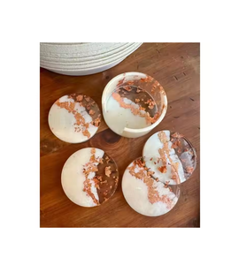 Posavasos de resina epoxi hechos a mano, diseño DIY, estilo de granja, alfombrillas/almohadillas, posavasos, diseños redondos para la venta - Product Image 3