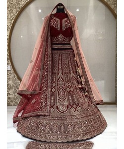 Lehengacholi หนึ่งชิ้นสำหรับผู้หญิงในสไตล์ลาวิซ่าแต่งงานกับงานมุก - Product Image 3