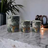 Jars à bougies en verre soufflé à motif tigre personnalisé, faits à la main, résistants à la chaleur, élégants, vides, pour la décoration de Pâques, en métal