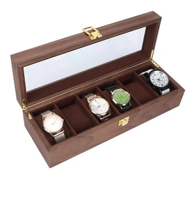 Boîte à montres en bois de luxe, 6 emplacements, couvercle en acrylique, boîte de rangement unique pour la maison, organisation, boîte à montres en bois - Product Image 3