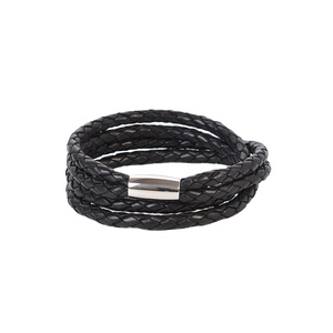 Bolo cuero trenzado con cristales y acero - Product Image 1