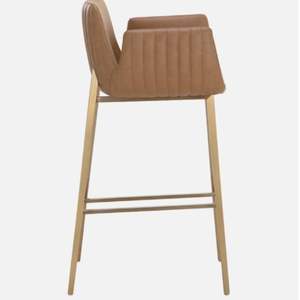 Silla de Bar Beige contemporánea, muebles de comedor para el hogar de cuero sintético Rom para ajustes del hogar y asientos de Bar - Product Image 5