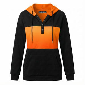 เสื้อฮู้ดดี้ผู้หญิงแฟชั่นสุดฮิต สไตล์สตรีทแวร์ แขนยาว มีกระเป๋าติดกระดุม คอเฮนลีย์ ดีไซน์บล็อกสี ผลิตตามสั่ง OEM - Product Image 4