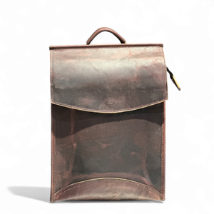 Sac à dos pour ordinateur portable unisexe en cuir véritable multifonctionnel marron, style minimaliste, nouveau design 2026, usage quotidien, fermeture éclair - Product Image 1