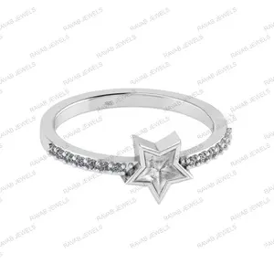 High Quality Empty Semi Mount Women Ring Star Keepsake Blank Bezel 6mm CZ Set Good Price Resin 925 Sterling Silver For Wedding