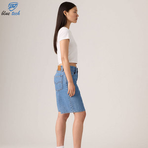 Shorts de Mezclilla Lavados Transpirables de Cintura Alta para Mujer, Elásticos, Casuales, de Verano, con Logotipo Personalizado y Diseño Impreso, Precio de Fábrica - Product Image 6