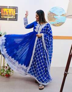 Vestido de trabajo de secuencia bordada de encaje Georgette de calidad superior, conjunto Dupatta de trabajo pesado, tela de césped de precio barato para fiestas - Product Image 2