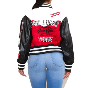 Women Varsity Lettermen College Genuine <b>Black</b> Leather Varsity Jackets College Baseball jacket for woman and <b>men</b> - Product Image 6