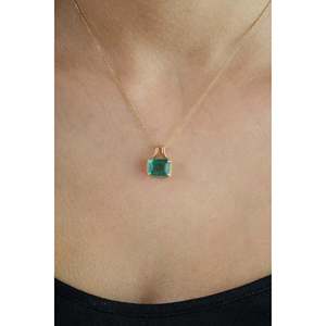 Pendentif en or 14 carats avec cristal de rubis taille émeraude rectangulaire - Product Image 6