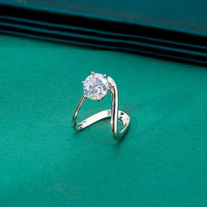 แหวนเพชรสังเคราะห์สุดคลาสสิกเคลือบโรเดียม2โทน - Product Image 2