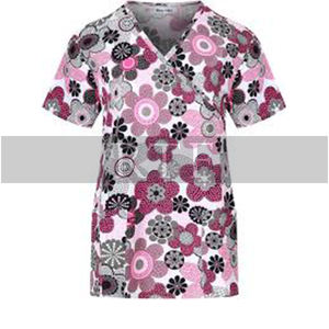 เสื้อสครับทางการแพทย์คอวีพิมพ์ลายเนื้อนุ่มน้ำหนักเบาสำหรับพยาบาล - Product Image 5