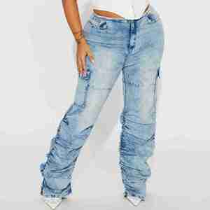 Pantalon baggy tendance et respirant pour femmes, taille haute, jean en denim à 6 poches, jean cargo surdimensionné pour femmes - Product Image 3