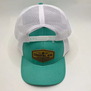 Casquette classique personnalisée ajustable à 6 panneaux Casquette de camionneur rayée en tissu maillé en cuir avec logo en toile/jersey Casquette d'été unisexe pour adulte - Product Image 2