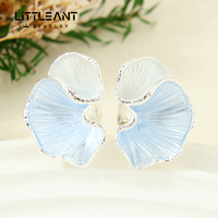 Boucles d'oreilles clous tendance en émail motif vague, couleur or, hypoallergéniques, style européen, géométriques, pour femme, bijoux d'anniversaire