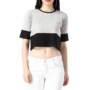 Vente chaude femmes Crop hauts léger demi-manches Streetwear Crop chemises pour femmes sur mesure Logo impression - Product Image 1