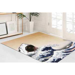 Alfombra Impresa - Diseño Moderno Abstracto de Onda de Tiburón, Antideslizante para Interiores, Alfombra de Chenilla - Product Image 2